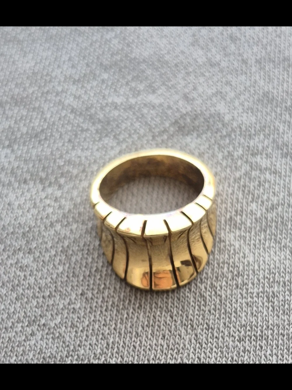Gold Wide Ribbed Statement Ring - Women Jewelry